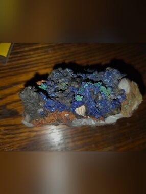 Azurite-Malachite On Quartz Mineral Specimen - Deep Blue and Green 219g